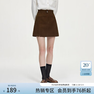 范思藍恩秋冬短裙女休閑棉感A字半身裙子2024新款高腰顯瘦14564 摩卡棕 S