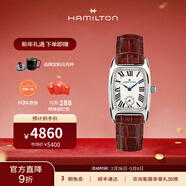 漢米爾頓（Hamilton） 漢密爾頓瑞士手表方形女表美國經(jīng)典伯頓復古方表 禮物送女士 H13321811 紅色皮帶 23.5*27.4mm