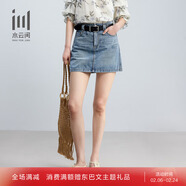 水云間女裝 高腰港風(fēng)休閑牛仔裙半身裙短裙附腰帶2025夏季新款 牛仔藍 M