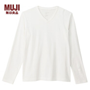 MUJI MUJI 男式 棉V領(lǐng)長(cháng)袖T恤 本白色 S