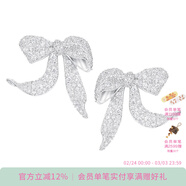 尤目xSHUSHUTONG密鑲翹腳拉絲素金蝴蝶結耳釘新年生日禮物送女友 密鑲翹腳蝴蝶結耳釘