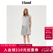 ELAND衣戀連衣裙女簡(jiǎn)約POLO領(lǐng)條紋修身微彈通勤裙子 灰色(15)Grey M 165