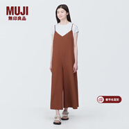 MUJI 女式 易干彈力泡泡紗 背帶褲 女裝夏季連體褲吊帶BC2JRA4S 磚紅色 S （155/80A）