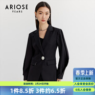 艾諾絲雅詩(shī)商場(chǎng)同款春秋新款小西裝職業(yè)裝OL風(fēng)小西服休閑外套10211313 黑色 M