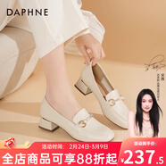 達芙妮官方單鞋女2025春夏新款樂(lè )福鞋女低跟時(shí)尚淑女穆勒鞋通勤百搭女鞋 米白色（珍珠水鉆款） 37