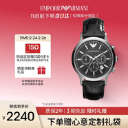 EMPORIO ARMANI阿瑪尼手表男士飛行員系列三眼計時(shí)皮帶石英表情人節送男友AR2447