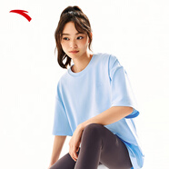 安踏（ANTA）多彩T | 短袖T恤男女夏季圓領(lǐng)上衣情侶同款吸濕排汗寬松休閑短T 【經(jīng)典logo】天水藍8103-13 S 男165/女160