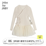 jnby by JNBY[江南布衣嬰童]秋連衣裙柔軟網(wǎng)紗拼接立體條紋女?huà)雰篩N7G10250 123乳白色 59 cm