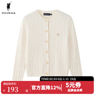 POLOWALK紅色麻花針織開(kāi)衫女秋冬新款保羅女裝新年本命年毛衣開(kāi)衫外套上衣 米白【AM8W53580111】 2XL (175)