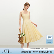 范思藍恩立體裁剪收腰無(wú)袖連衣裙女夏2025新款修身顯瘦吊帶裙2099 布丁黃 M