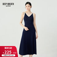深呼吸DEEP BREATH女裝拼色前后V領(lǐng)吊帶針織連衣裙A500123 A500255 藏藍 M (3)