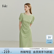 范思藍恩黑色氣質(zhì)通勤短袖連衣裙女夏季短袖法式收腰顯瘦裙子2038 香草綠 XL