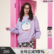 拉拉波波哆啦A夢(mèng)新款設計感減齡薄衛衣女圓領(lǐng)寬松顯瘦高級上衣ABCD-WSTS18 紫色 S