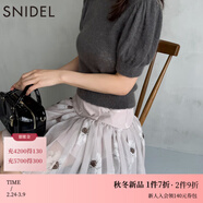 SNIDEL2025秋冬新品甜美高腰花朵印花半身裙百褶短裙SWFS254334 粉米色 M (1)