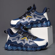 特步（XTEP）同款兒童鞋子男童運動(dòng)鞋旋轉紐扣皮面防水春 SSM-173深藍皮面 29 _內長(cháng)18.3cm