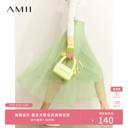 AMII女裝2025夏季新款仙氣法式減齡半身裙仙女裙拼接網(wǎng)紗裙子 抹茶綠 L 165/72A