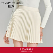 糖力【商場(chǎng)同款】冬新款學(xué)院風(fēng)減齡A字百褶半身裙女高腰顯瘦 杏色 S