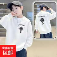 秋冬男童圓領(lǐng)衛衣女童春款韓版雙面印花落肩長(cháng)袖兒童保暖上衣 白色【面料純棉-十字架英文雙面印花-5065】 圓領(lǐng)衛衣 160 建議【80-95斤】