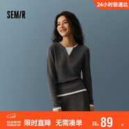 森馬（Semir）森馬毛衣女短款假兩件含羊毛針織衫24冬新款保暖內搭109724107015