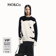 MO&Co.毛衣含羊駝毛厚實(shí)溫暖重工小熊毛織漏針破洞寬松摩安珂新年紅 黑色 S 160