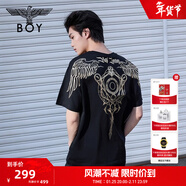 BOY LONDON【暗黑羅盤(pán)】夏情侶款短袖權杖印花炸街潮牌T恤N01906 N0103902 M