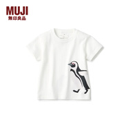 MUJI MUJI 嬰童 天竺編織 印花T恤 兒童童裝  CCG01A2S 親子企鵝 80