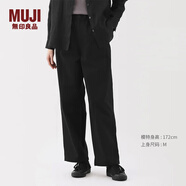 MUJI女式 工裝 寬版褲  褲子女款 25年春季款 休閑褲 女裝 BE1VOA5S 黑色 XL (165/74A)