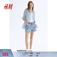 H&M女裝牛仔褲秋季直筒高腰棉質(zhì)簡(jiǎn)約舒適時(shí)尚休閑辣妹短褲1222120 淺牛仔藍 M 160/72