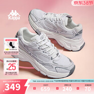 Kappa卡帕女鞋厚底老爹鞋女2026新款百搭跑鞋情侶休閑增高運動(dòng)鞋女 經(jīng)典白/鯊魚(yú)灰 38