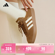 adidas「T頭鞋」VL COURT復古休閑板鞋德訓鞋男女阿迪達斯輕運動(dòng)   巖層青銅色/乳白色/黃色 (推薦女生買(mǎi)小半碼)   42