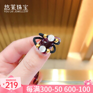 悠萊黃金小金珠戒指999足金轉運珠情侶款編織紅繩指環(huán)送女友男友戒子 1金珠+2貓眼石+紅繩戒指