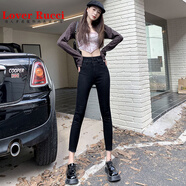 LOVER RUCCI黑色八分小個(gè)子牛仔褲女網(wǎng)紅夏季小腳2026流行新款雙扣九分鉛筆褲 黑色長(cháng)褲 25 1尺8