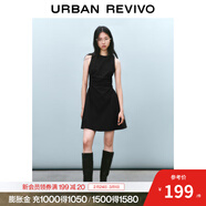 UR2025春季新款女摩登氣質(zhì)褶皺收腰顯瘦無(wú)袖連衣裙UYY750030 黑色 XL