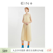 EIN【百褶天使裙】EIN言小清新簡(jiǎn)約絲棉多巴胺打底連衣裙夏季新款 淺杏  M