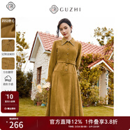 固執（OBSTINATE）【特價(jià)】秋季新款復古學(xué)院刺繡翻領(lǐng)腰帶長(cháng)袖橄欖綠連衣裙 橄欖綠 S 160/80A