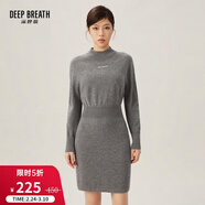 深呼吸DEEP BREATH女裝字母羊毛羊絨針織收腰連衣裙A500216 A500231 灰-常規 L (4)