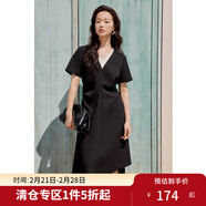 獨束大碼女裝簡(jiǎn)約大氣醋酸假兩件拼接連衣裙微胖顯瘦不規則裙子 典雅黑（醋酸） L （尺碼：2）