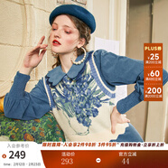 兩三事梵高系列 靜美如秋葉 秋季新款森女風(fēng)后背綁帶花色無(wú)袖毛衣背心女 鳶尾花 S