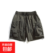 夏季新款簡(jiǎn)約垂順舒適多口袋五分短褲日系學(xué)院風(fēng)學(xué)生戶(hù)外運動(dòng)短褲 軍綠色 L