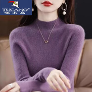 啄木鳥(niǎo)（TUCANO）特價(jià)撿漏羊絨衫女半高領(lǐng)秋冬加厚緊身毛衣內搭羊毛打底衫女裝 紫色 L