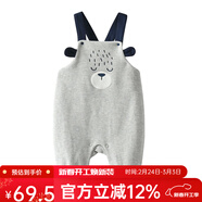 Auro Mesa嬰兒卡通灰色背帶褲春秋純棉男女寶寶可愛(ài)連體褲子嬰童褲子 小熊背帶褲 73