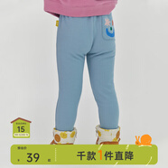 papa爬爬冬季兒童打底褲仿牛仔長(cháng)褲男女寶寶加絨保暖百搭時(shí)髦潮 淺藍色 80 cm