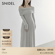SNIDEL秋冬氣質(zhì)修身長(cháng)裙翻領(lǐng)露肩針織連衣裙SWCO245060 駝色 S （0）