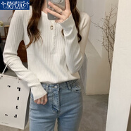 莫代爾2026春春秋新款顯瘦小個(gè)子打底衫韓系修身百搭針織衫女長(cháng)袖上衣 白色 常規 XL