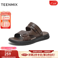 天美意涼鞋男商場(chǎng)同款舒適露趾休閑百搭沙灘鞋時(shí)尚女鞋3QS01BL4 棕色 40