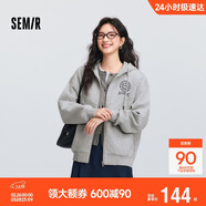 森馬（Semir）外套女春季連帽字母刺繡寬松落肩夾克分割學(xué)院風(fēng)上衣101125108002
