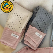 G.duck小黃鴨女童打底褲新款2025波點(diǎn)堆堆一體加絨彈力女寶寶幼兒園保暖 杏色 波點(diǎn)加絨打底褲 90