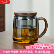 憶壺茶（YIHUTEA）玻璃杯泡茶杯茶水分離水杯子帶過(guò)濾茶具杯男女綠茶道杯辦公喝水杯 木靈杯-墨色500ml