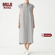 MUJI MUJI 女式 棉混彈力 法國袖連衣裙 BCL14A0S 灰色 L