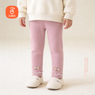 貝瑞加（Babyprints）女童打底褲秋冬寶寶加絨棉褲女孩加厚長(cháng)褲兒童保暖褲子 粉140
